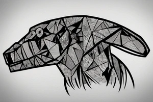Geometric T. rex in space tattoo idea