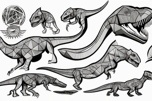 Geometric T. rex in space tattoo idea