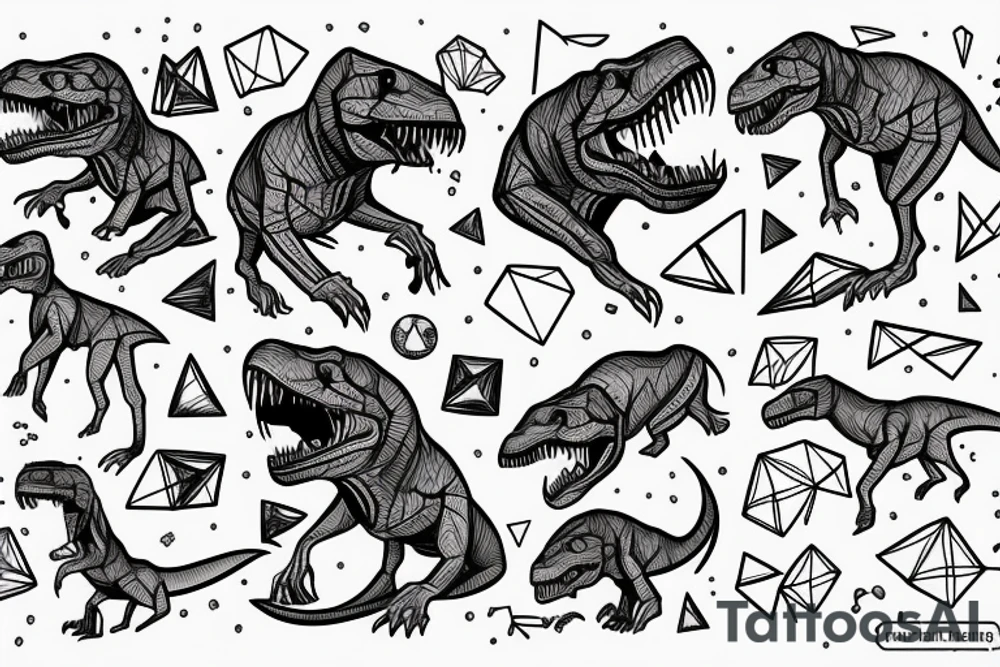 Geometric T. rex in space tattoo idea