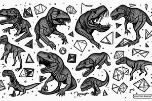 Geometric T. rex in space tattoo idea