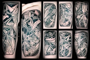 Geometric T. rex in space tattoo idea