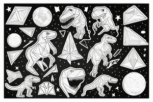 Geometric T. rex in space tattoo idea