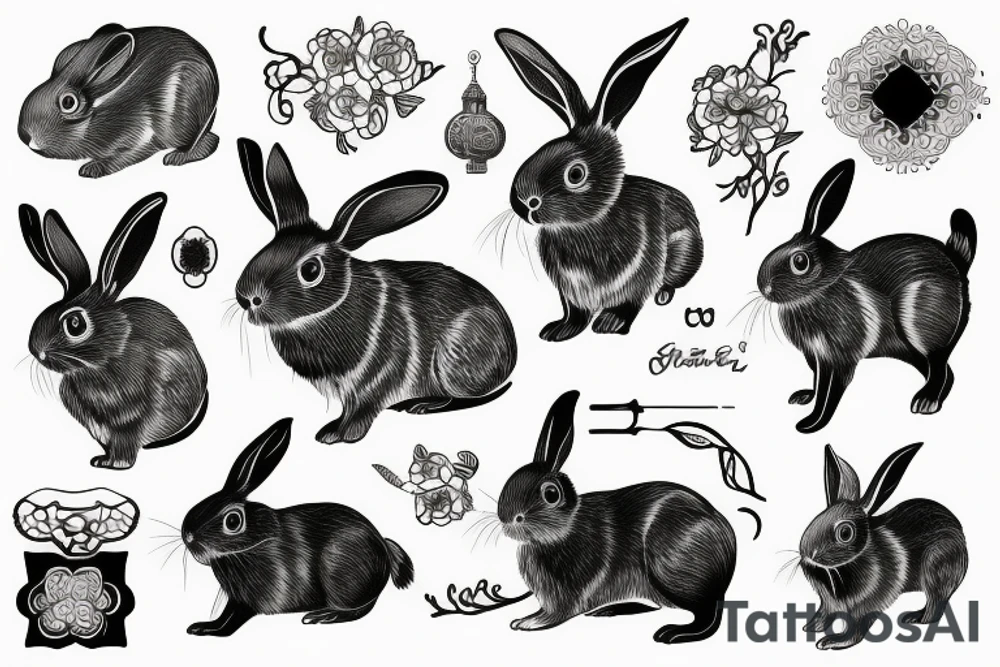 chinese rabbit tattoo idea