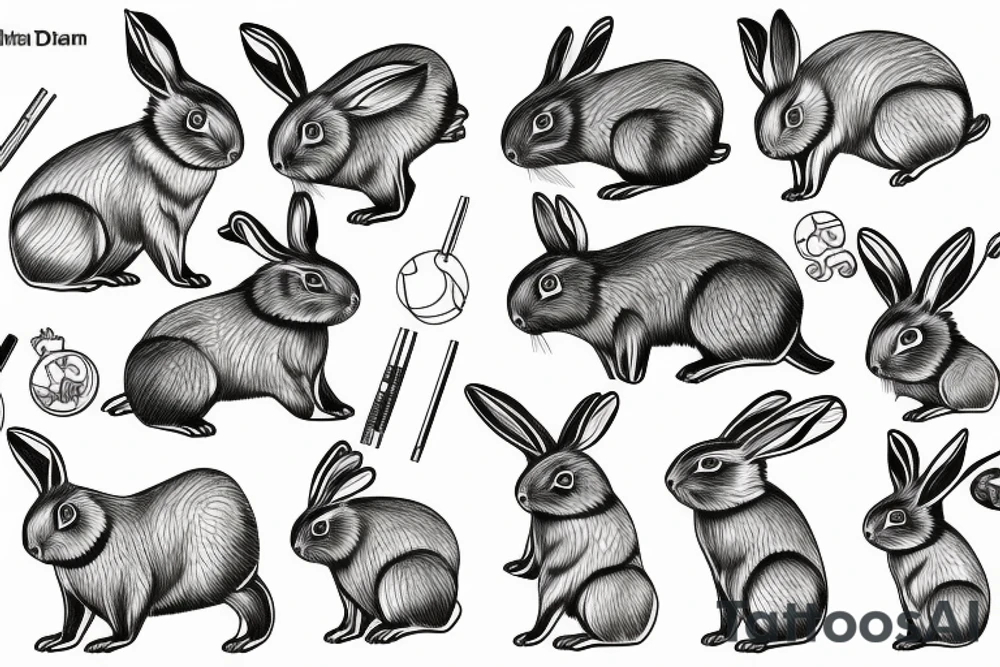 chinese rabbit tattoo idea