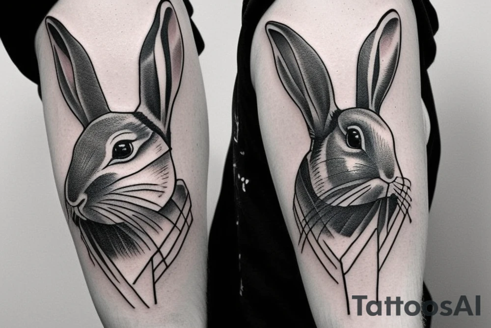 rabbit on shoulder sleeve tattoo idea