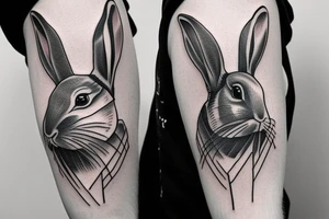 rabbit on shoulder sleeve tattoo idea
