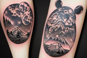 Bear moon stars mountain lake tattoo idea