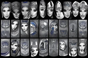 Egyptian goddess Ma'at lotus blue night moon tattoo idea