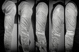 An arm is bent at 90 degrees. The hand is holding a bottle, tilted downwards. The bottle contains a head, mouth open to take a sip. Liquid from the bottle spills back onto the arm. tattoo idea