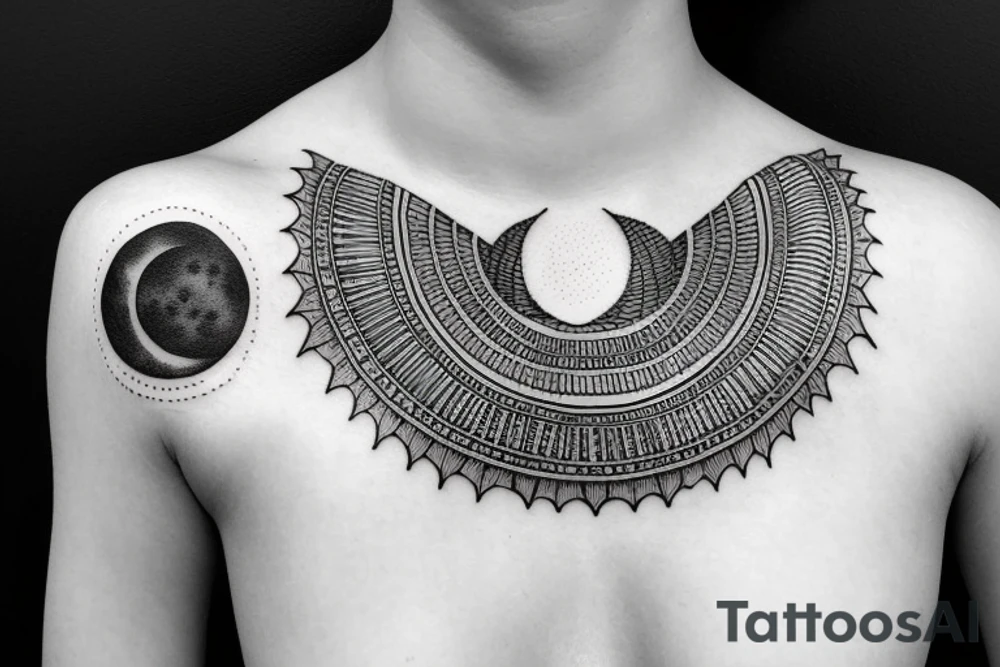 Egyptian goddess Ma'at lotus blue night moon tattoo idea