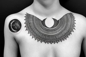 Egyptian goddess Ma'at lotus blue night moon tattoo idea