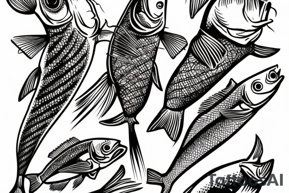 Fishermen with fish rods use Luya methods，Swing tattoo idea