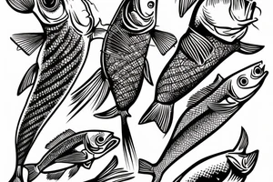 Fishermen with fish rods use Luya methods，Swing tattoo idea