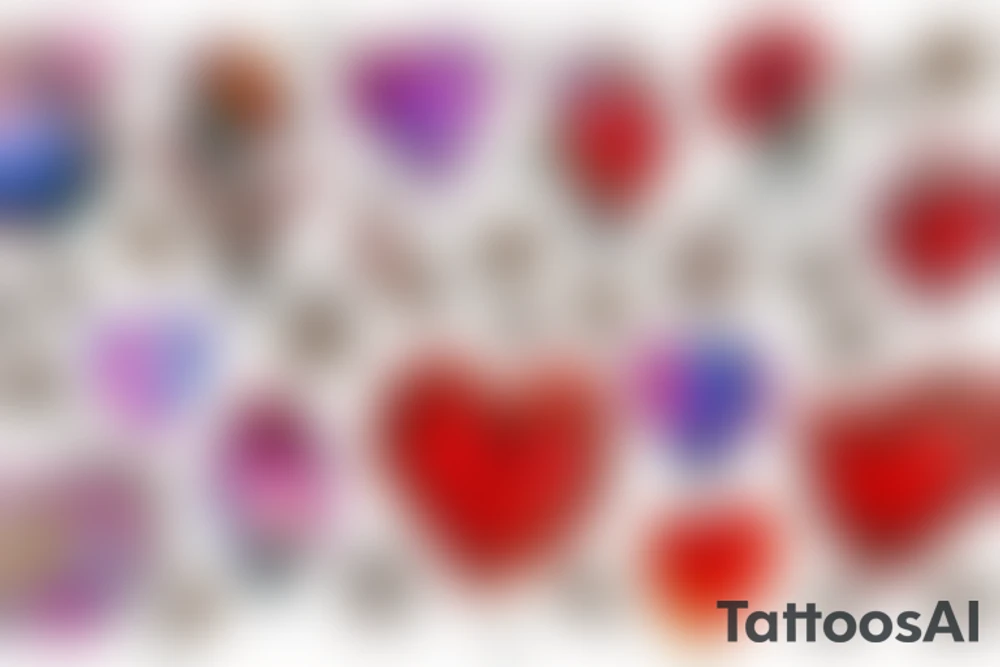 Heart shaped tattoo which includes flower, fire, rock and nut tattoo idea