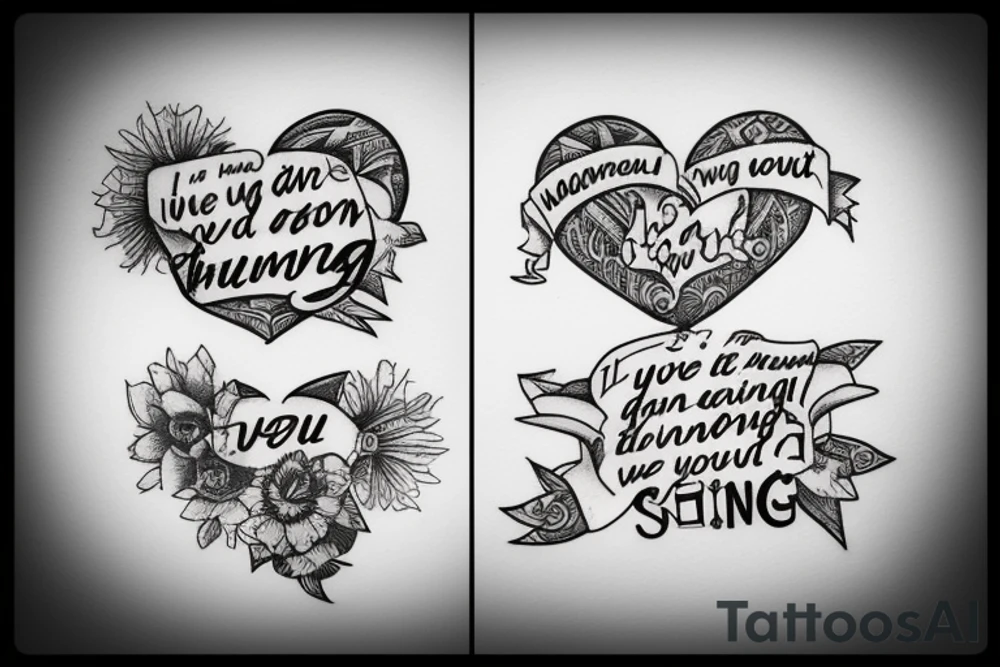 make a tattoo design for me. showing the words "There was something about you that now I can’t remember
It’s the same damn thing that made my heart surrender" tattoo idea