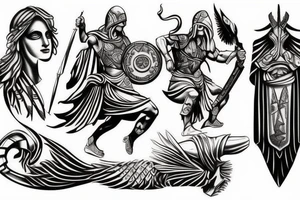 greek mythologie and assasins creed tattoo idea