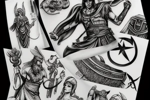 greek mythologie and assasins creed tattoo idea