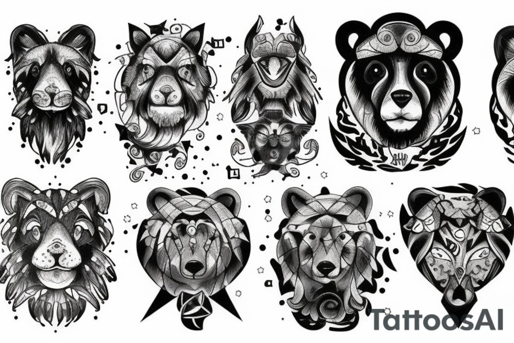 Leo constellation big bear tattoo idea