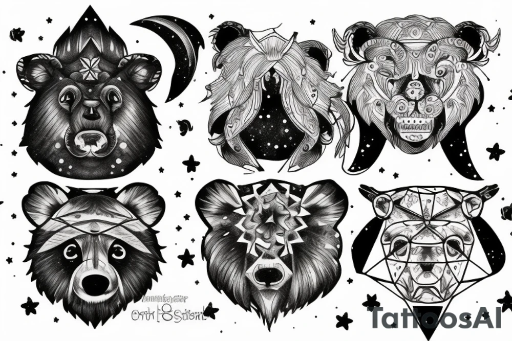 Leo constellation big bear tattoo idea