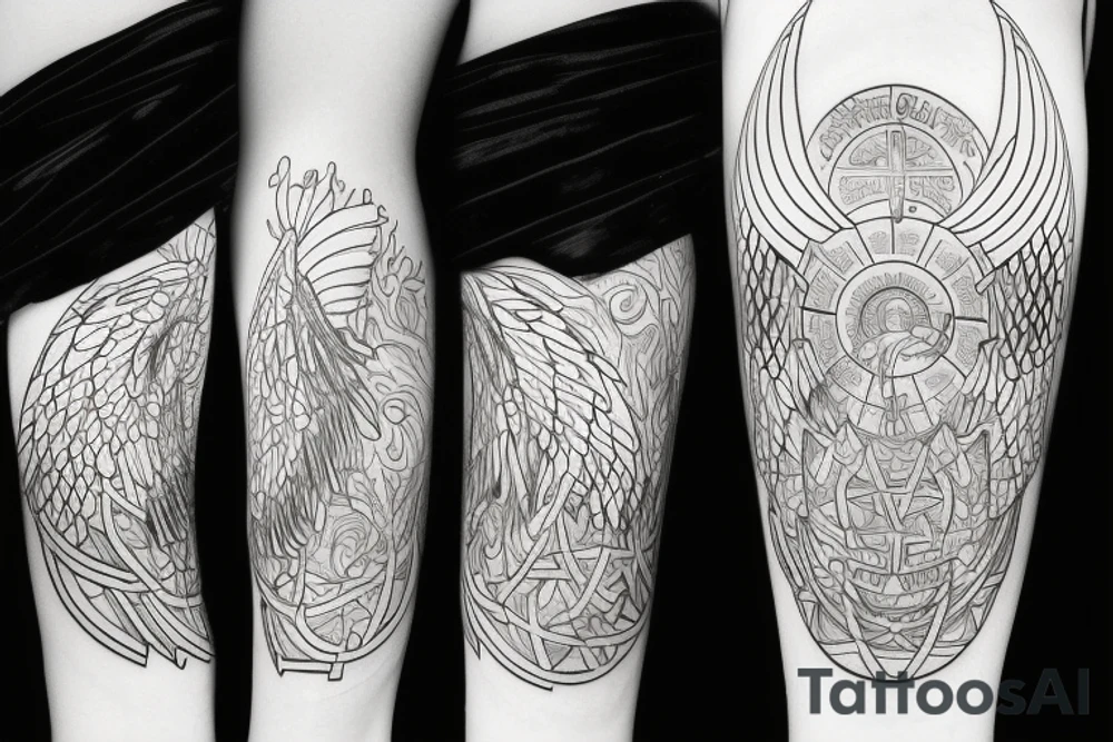 death, life, angels, principalities, time, planets, mountain, waves, freedom, love of God tattoo idea