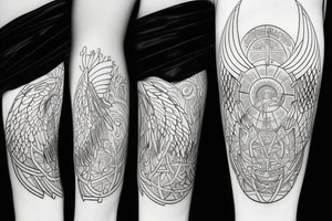 death, life, angels, principalities, time, planets, mountain, waves, freedom, love of God tattoo idea