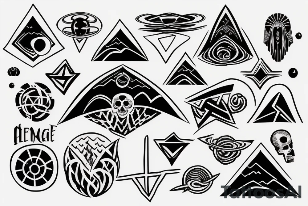 death, life, angels, principalities, time, planets, mountain, waves, freedom, love of God tattoo idea