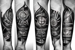 Oil rig compass lion tattoo idea