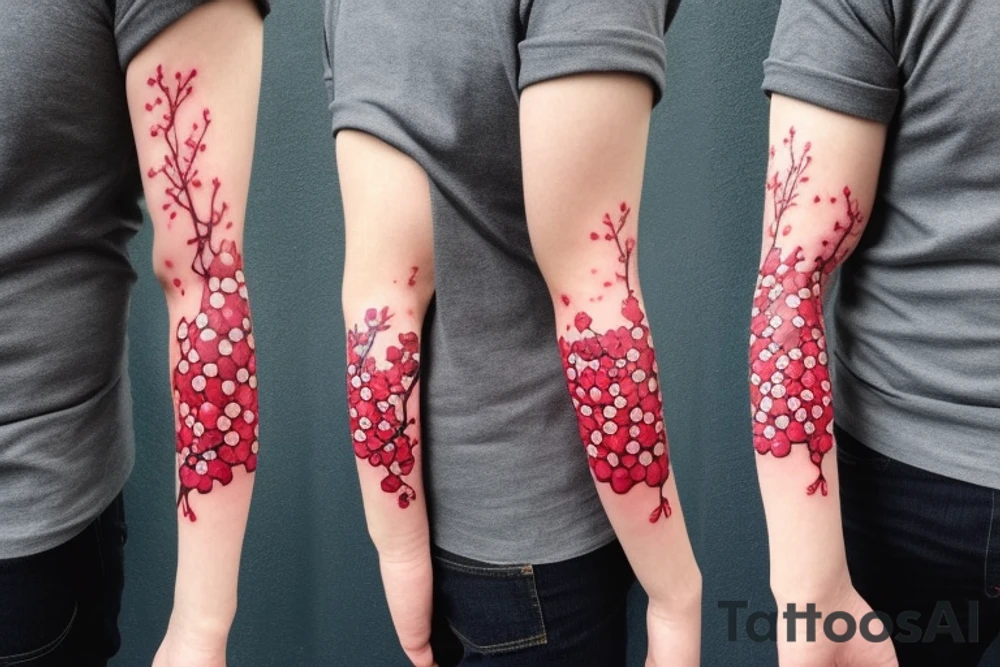 Cherry tree with falling leafs armsleeve starting from shoulder tattoo idea