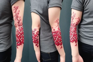 Cherry tree with falling leafs armsleeve starting from shoulder tattoo idea
