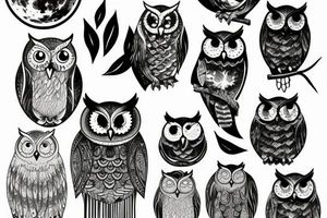 Owl at night under moon tattoo idea