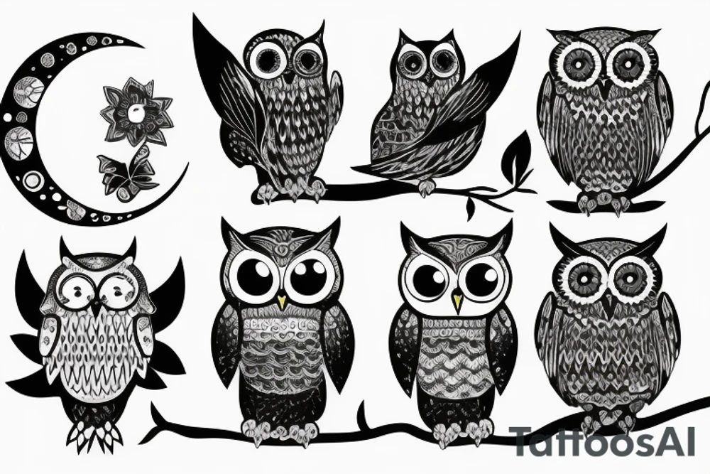 Owl at night under moon tattoo idea