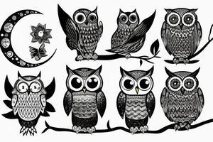 Owl at night under moon tattoo idea