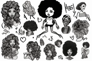 girl with afro, jumping off a cliff tattoo idea