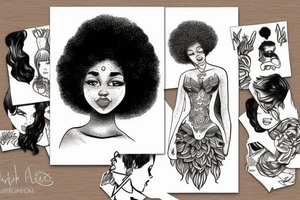 girl with afro, jumping off a cliff tattoo idea