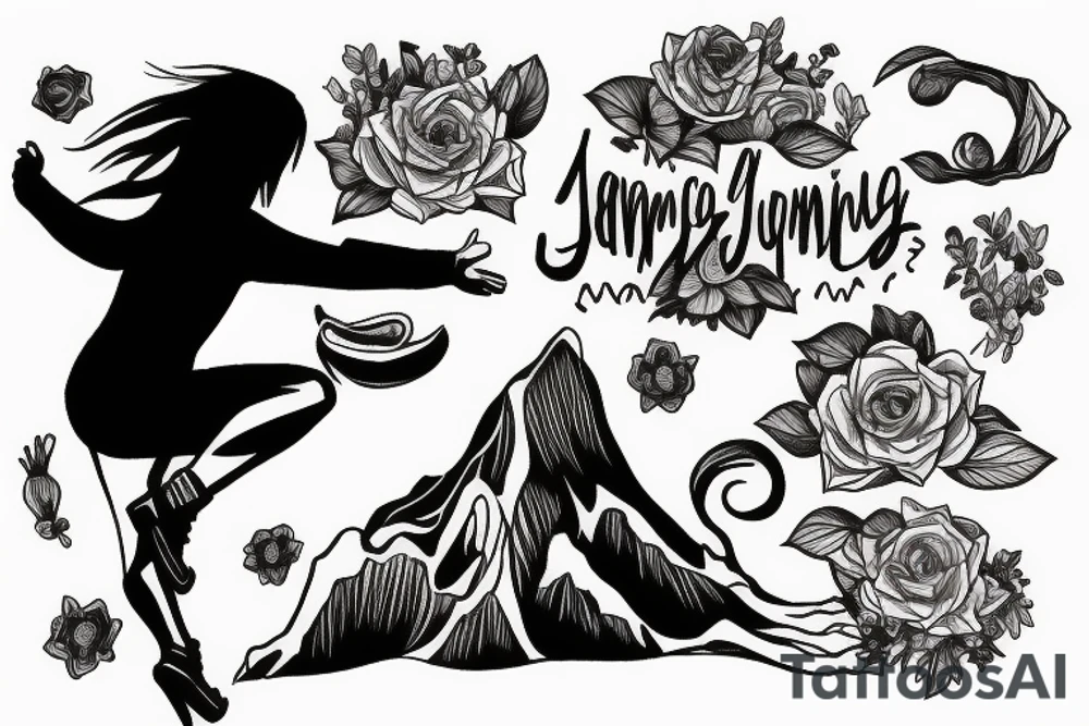 girl jumping off a cliff tattoo idea