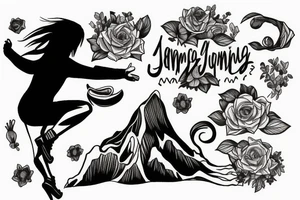 girl jumping off a cliff tattoo idea