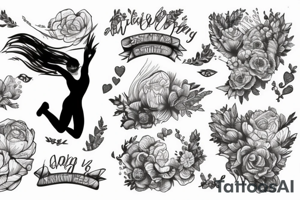 girl jumping off a cliff tattoo idea