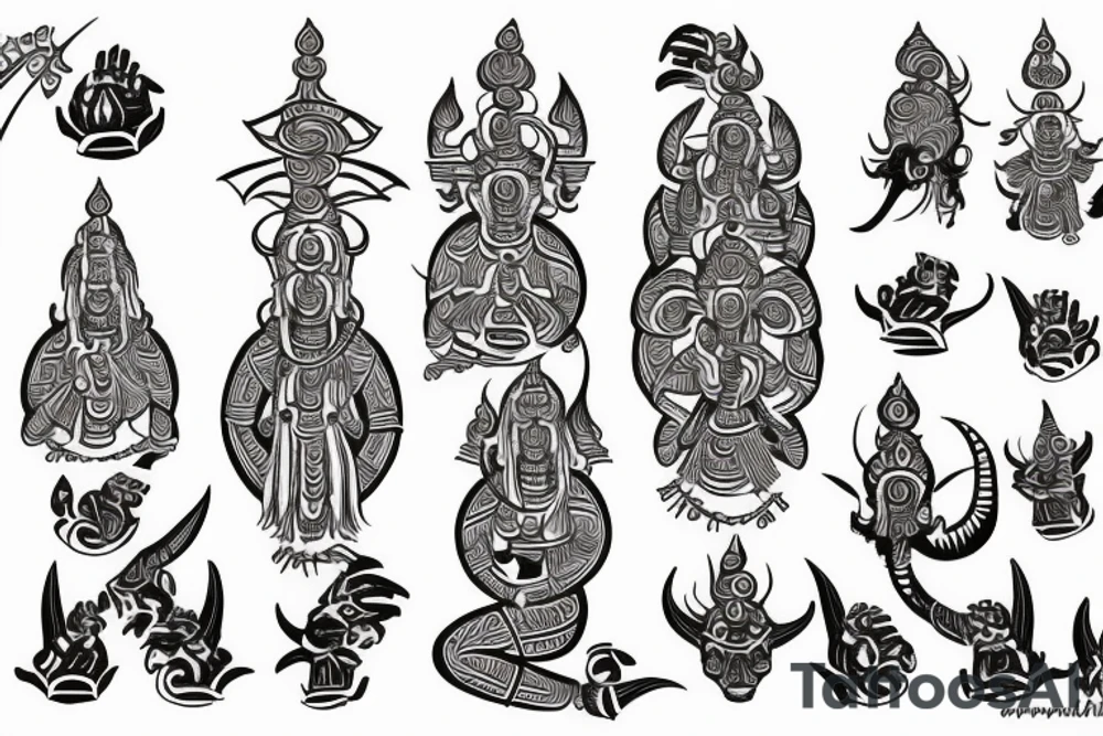 hindu mantra with shiv and trishul tattoo idea