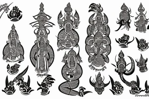 hindu mantra with shiv and trishul tattoo idea