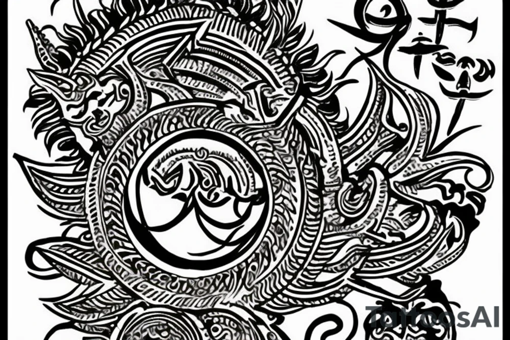 hindu mantra with shiv and trishul tattoo idea