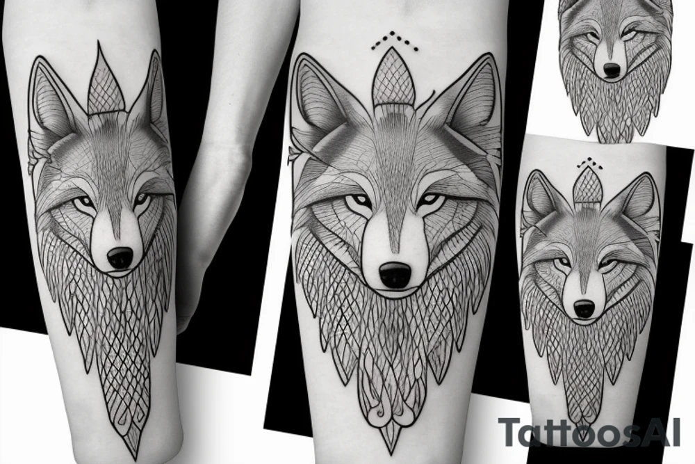 a wolf swimming tattoo idea