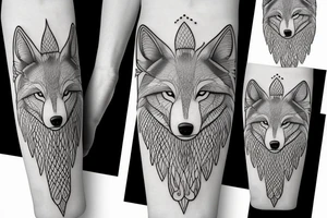 a wolf swimming tattoo idea