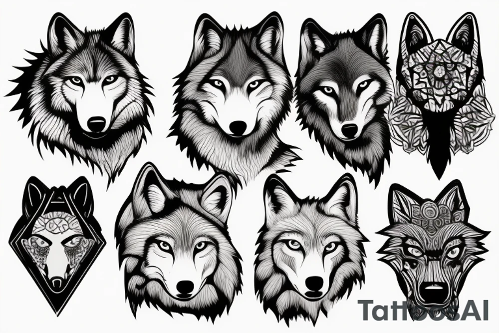 a wolf swimming tattoo idea