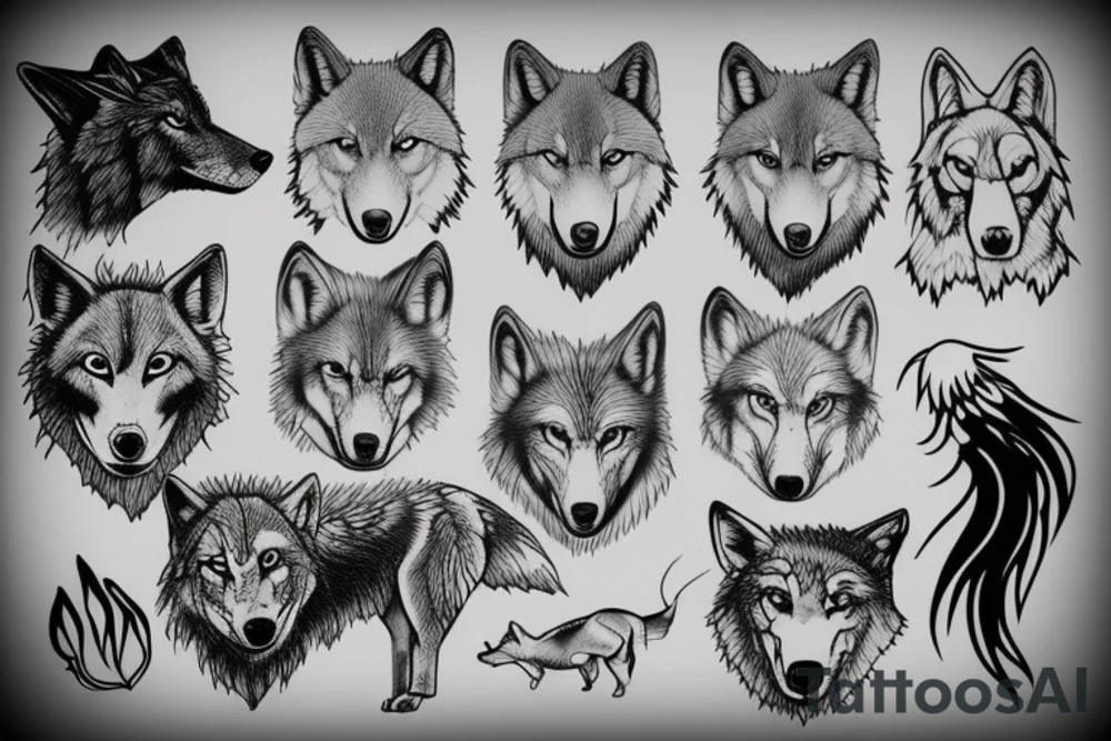 a wolf swimming tattoo idea