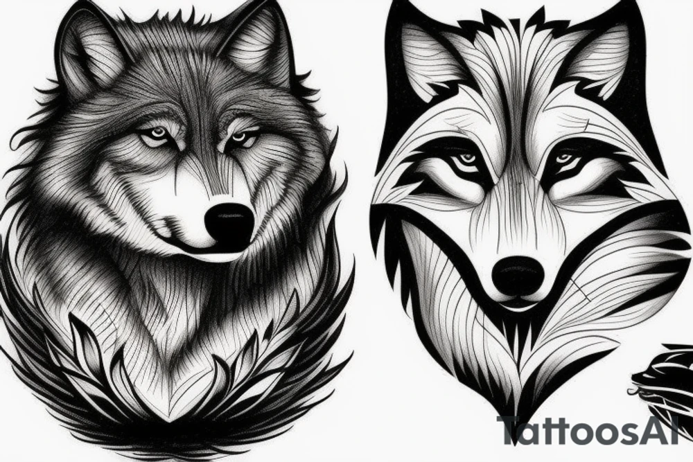 a wolf swimming tattoo idea