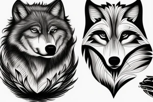 a wolf swimming tattoo idea