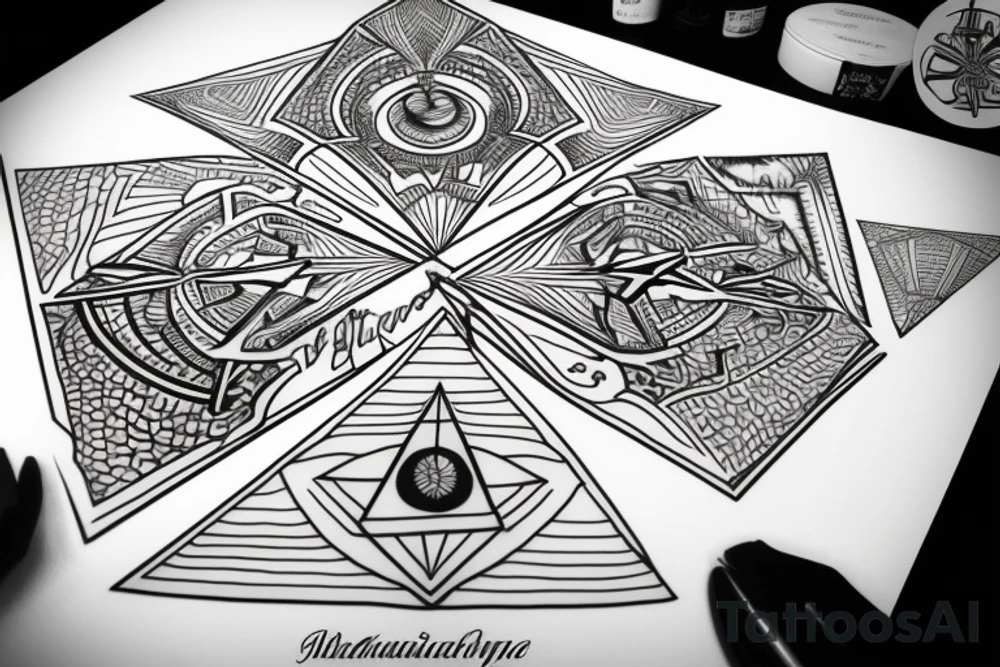 The illuminati pyramid being laminated, with the words ilaminati tattoo idea