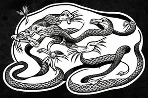 A beaver killing a snake which is rabid tattoo idea