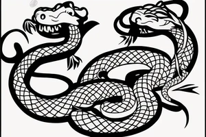 A beaver killing a snake which is rabid tattoo idea