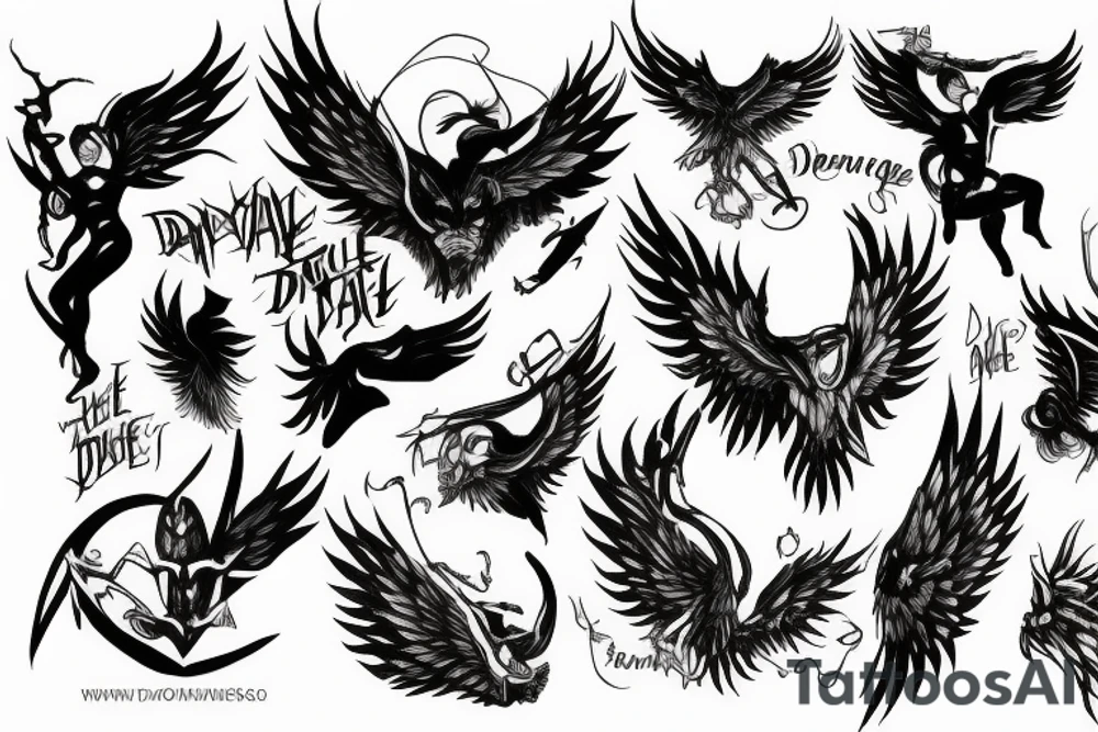 angle devil falling tattoo idea